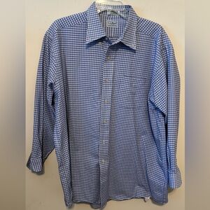 LL Bean Oxford Button Down Dress Shirt Mens 17.5 33 Blue Long‎ Sleeve
